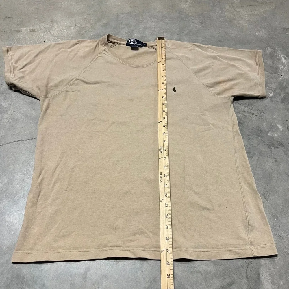 Polo Ralph Lauren Mens XL Tan Beige Raglan Short Sleeve T-Shirt Cotton Pony Logo